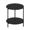 Furinno Besi 2-tier Modern Round Side End Table With Sturdy Metal Legs, Americano