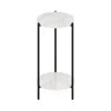 Furinno Besi 2-tier Modern Tall Round Side End Table, Marble White