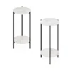 Furinno Besi 2-tier Modern Tall Round Side End Table, Set Of 2