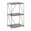 Furinno Besi 3-tier Industrial Multipurpose Shelf Display Rack With Metal Frame, Finn Oak
