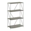 Furinno Besi 4-tier Industrial Multipurpose Shelf Display Rack With Metal Frame, Finn Oak