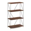 Furinno Besi 4-tier Industrial Multipurpose Shelf Display Rack With Metal Frame, Walnut Cove