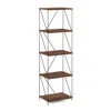 Furinno Besi 5-tier Industrial Multipurpose Shelf Display Rack With Metal Frame, Narrow, Walnut Cove