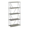 FURINNO BESI 5-TIER INDUSTRIAL MULTIPURPOSE SHELF DISPLAY RACK WITH METAL FRAME, WIDE, FINN OAK