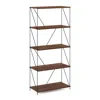 Furinno Besi 5-tier Industrial Multipurpose Shelf Display Rack With Metal Frame, Wide, Walnut Cove