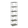 Furinno Besi 6-tier Industrial Multipurpose Shelf Display Rack With Metal Frame, Narrow, Finn Oak