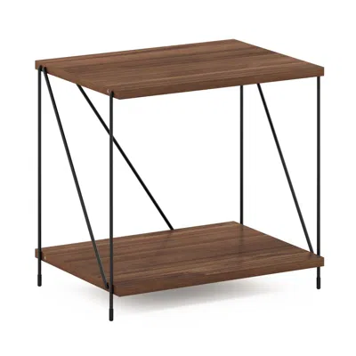 Furinno Besi Industrial Multipurpose Side Table With Metal Frame, Walnut Cove In Brown