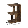 Furinno Boyate Open Storage Sofa Side Table, End Table With Usb And Type-c Charging Port In Brown