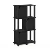 Furinno Brahms 4-tier Storage Shelf With 3 Doors, Black Oak/black