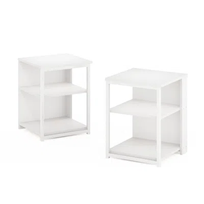 Furinno Camnus Modern Living End Table, Set Of 2, Solid White/white