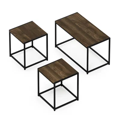 Furinno Camnus Modern Living Room Table Set With One Coffee Table And Two End Tables, Columbia Walnut In Brown
