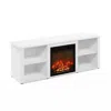 Furinno Classic 60 Inch Tv Stand With Fireplace, Solid White
