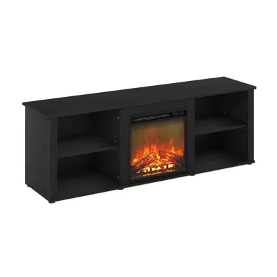 Furinno Classic 70 Inch Tv Stand With Fireplace, Americano In Black