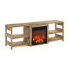 Furinno Classic 70 Inch Tv Stand With Fireplace, Flagstaff Oak