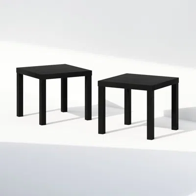 Furinno Classic Homey Square Nightstand, Bedside Tables, Set Of 2, Black