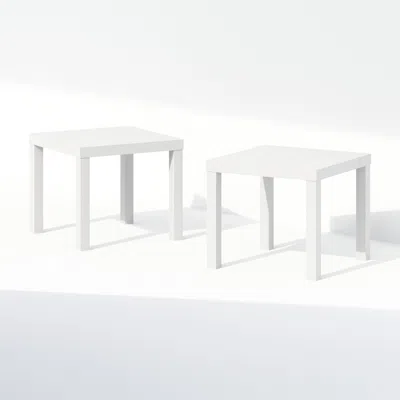 Furinno Classic Homey Square Nightstand, Bedside Tables, Set Of 2, White