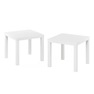 Furinno Classic Homey Square Side Table, Set Of 2, White