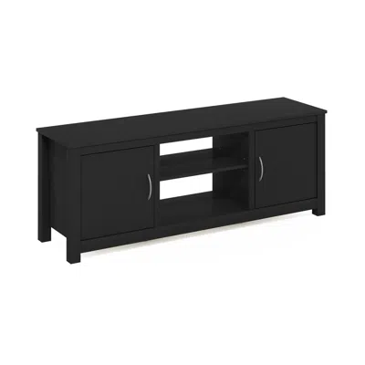 Furinno Classic Tv Stand With Storage For Tv Up To 65 Inch, Americano In Black