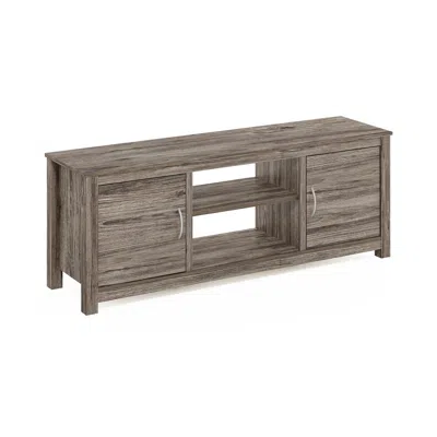 Furinno Classic Tv Stand With Storage For Tv Up To 65 Inch, Rustic Oak In Gray