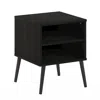 Furinno Claude Mid Century Style Nightstand With Wood Legs, Espresso