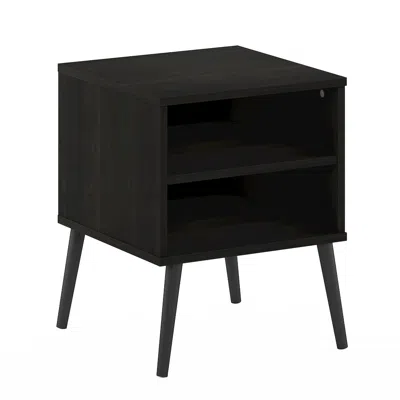 Furinno Claude Mid Century Style Nightstand With Wood Legs, Espresso
