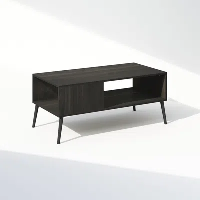 Furinno Claude Mid Century Style Tv Stand For Tv Up To 40 With Wood Legs, Espresso