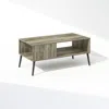 Furinno Claude Mid Century Style Tv Stand For Tv Up To 40 With Wood Legs, French Oak In Brown