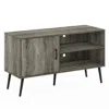 Furinno Claude Mid Century Style Tv Stand With Wood Legs, One Cabinet Two Shelves, French Oak Grey