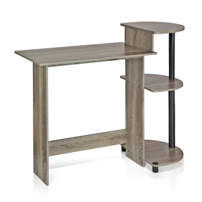 Furinno Compact Computer Desk, French Oak Grey/black In Blue