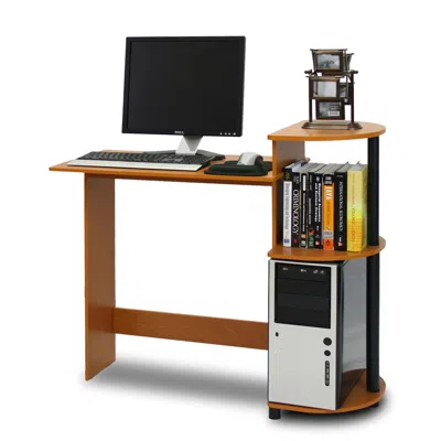 Furinno Compact Computer Desk, Light Cherry/black