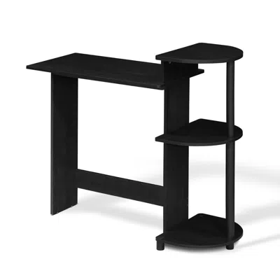 Furinno Compact Computer Desk With Shelves, Americano/black