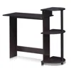 Furinno Compact Computer Desk With Shelves, Dark Walnut, 11181dwn