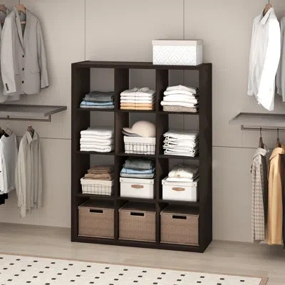 Furinno Cubic Closet Organizers And Storage, 12-cube Closet Organizer, Open Shelf Closet Storage, Extra Thic In Dark Oak