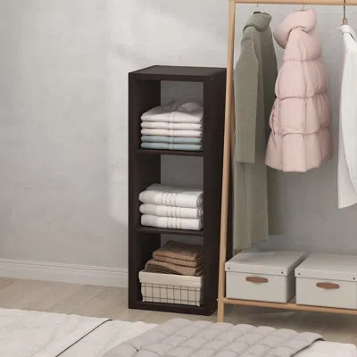 Furinno Cubic Closet Organizers And Storage, 3-cube Closet Organizer, Open Shelf Closet Storage, Extra Thick In Dark Oak