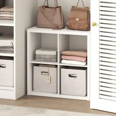 Furinno Cubic Closet Organizers And Storage, 4-cube Closet Organizer, Open Shelf Closet Storage, Closed Back In White