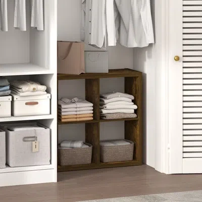 Furinno Cubic Closet Organizers And Storage, 4-cube Closet Organizer, Open Shelf Closet Storage, Extra Thick In Amber Pine