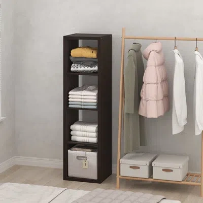 Furinno Cubic Closet Organizers And Storage, 4-cube Closet Organizer, Open Shelf Closet Storage, Extra Thick In Dark Oak