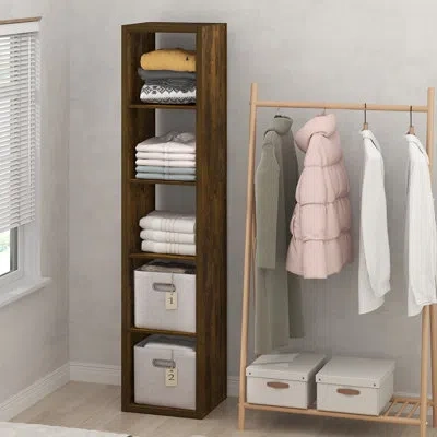 Furinno Cubic Closet Organizers And Storage, 5-cube Closet Organizer, Open Shelf Closet Storage, Extra Thick In Amber Pine