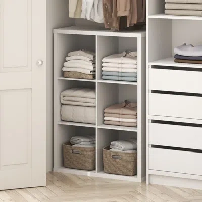 Furinno Cubic Closet Organizers And Storage, 6-cube Closet Organizer, Open Shelf Closet Storage, Closed Back In White