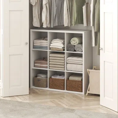 Furinno Cubic Closet Organizers And Storage, 9-cube Closet Organizer, Open Shelf Closet Storage, Closed Back In White