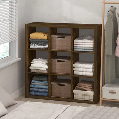 Furinno Cubic Closet Organizers And Storage, 9-cube Closet Organizer, Open Shelf Closet Storage, Extra Thick In Amber Pine