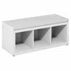 Furinno Cubicle 3-cube Storage Bench With Comfy Cushion For Entryway, Living Room, White In White