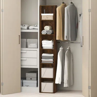 Furinno Cubicle 6-tier Closet Organizers And Storage, Closet Organizer, Open Shelf Closet Storage, For Wardr In Amber Pine