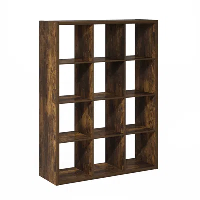 Furinno Cubicle Open Back Decorative Cube Storage Organizer, 12-cube, Amber Pine