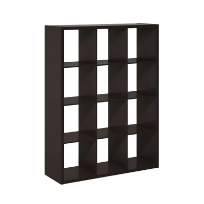 Furinno Cubicle Open Back Decorative Cube Storage Organizer, 12-cube, Dark Oak