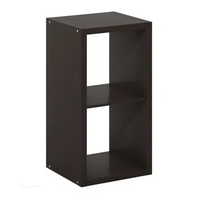 Furinno Cubicle Open Back Decorative Cube Storage Organizer, 2-cube, Dark Oak In Brown