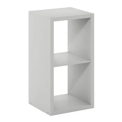 Furinno Cubicle Open Back Decorative Cube Storage Organizer, 2-cube, Light Grey In White