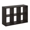 Furinno Cubicle Open Back Decorative Cube Storage Organizer, 6-cube, Dark Oak