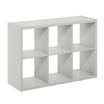 Furinno Cubicle Open Back Decorative Cube Storage Organizer, 6-cube, Light Grey In Gray