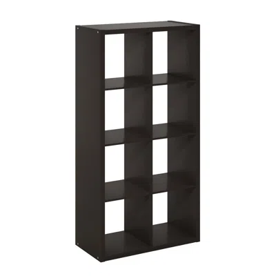 Furinno Cubicle Open Back Decorative Cube Storage Organizer, 8-cube, Dark Oak